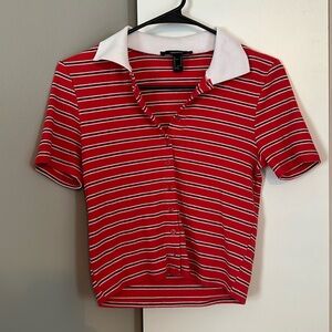 Forever 21, red striped, collared crop top